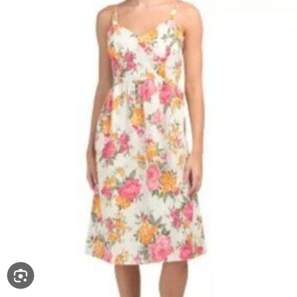 Cynthia Rowley 100% Linen Floral Sundress Large W Pockets